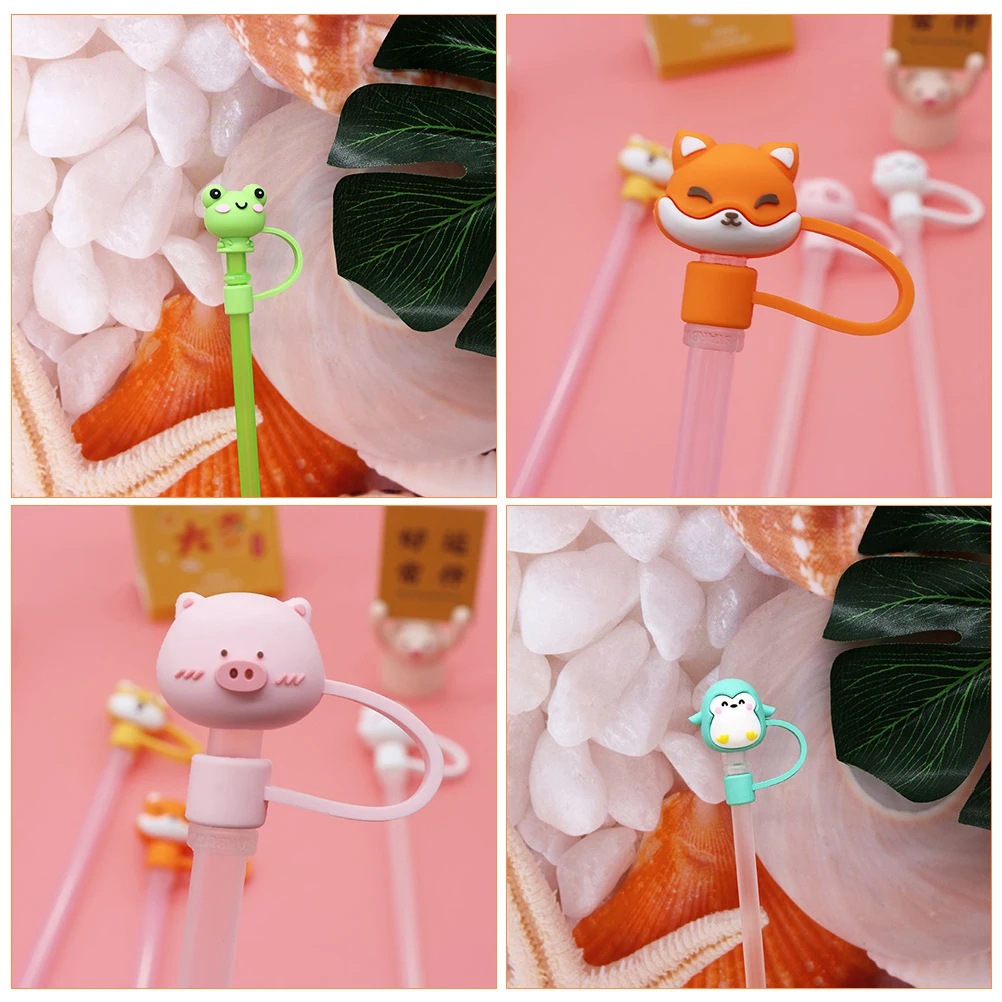 

6Pcs Premium Silicone Straw Caps Cute Drinking Covers Sealing Protector Straw Covers Cap Tips Protector