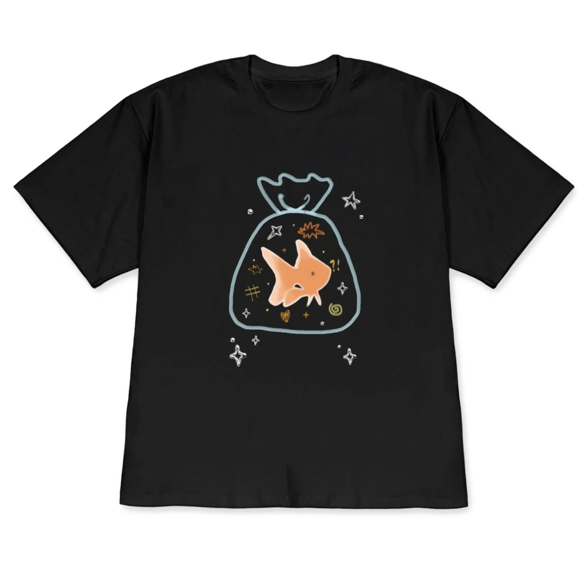 Kawaii Goldfish in A Bag Graphic Women's Clothing Cute Hand-Drawn Casual Sale Top Adorable Clothes with Many Korean Reviews Able