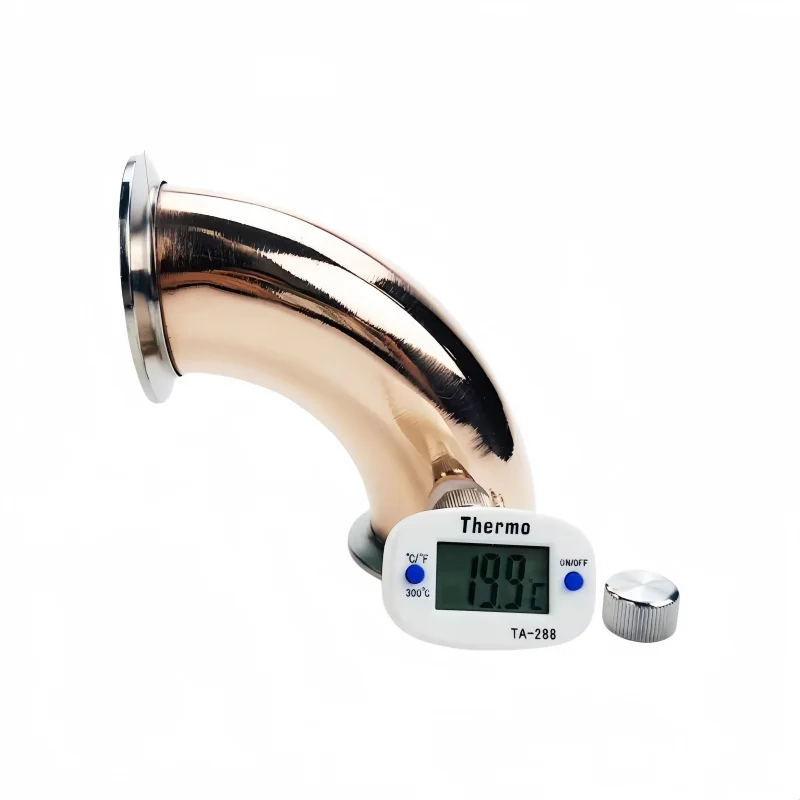 Copper Sanitary Elbow 2'(51mm) OD64mm, 90 Degree Copper Pipe With Thermowell Nipple And Plug