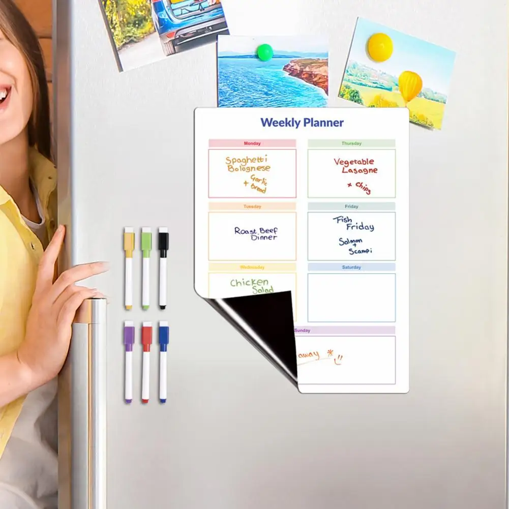 Erasable Weekly Planner Refrigerator Weekly Planner Magnetic Whiteboard Weekly Planner Set 9pcs for Fridge with for Home
