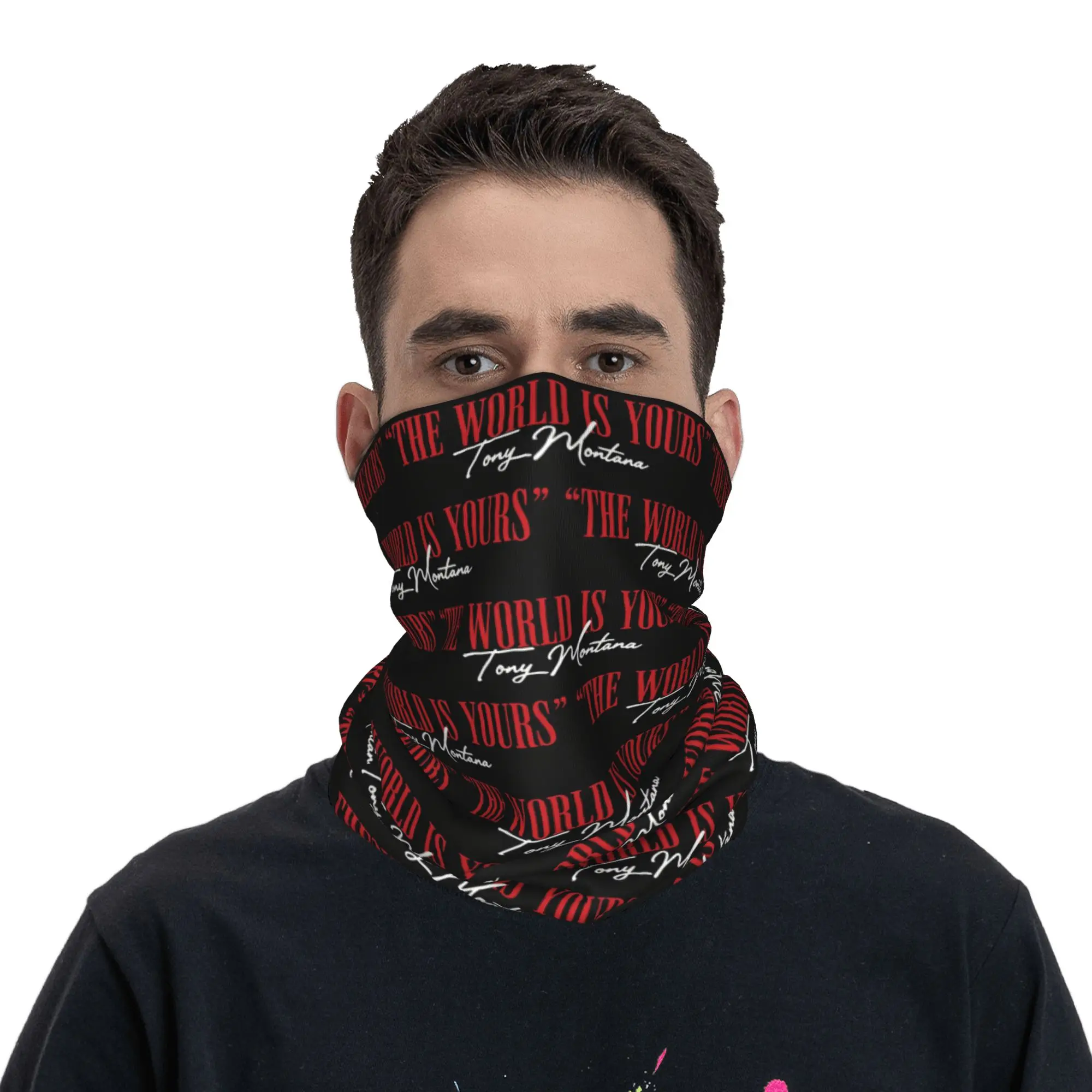 Movie Scarface The World Is Yours Tony Montana Pacino Bandana Neck Gaiter Printed Magic Scarf Headband Hiking Fishing For Adult