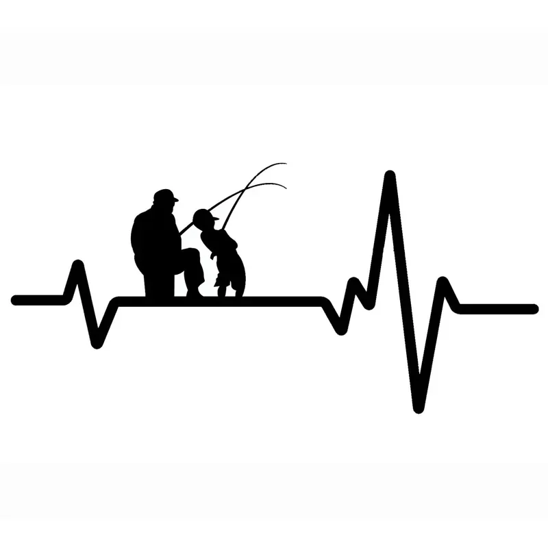 Car Sticker Fishing Father Dad Son Fish Rod Reel Heartbeat Funny Automobiles Motorcycles Exterior Accssories Vinyl Decals