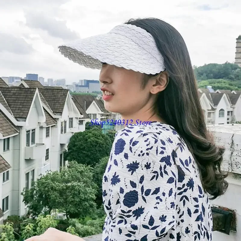 

634C Fashion Empty Top Straw Hat Color Petal Visor Hat Gift for Valentine‘s Day