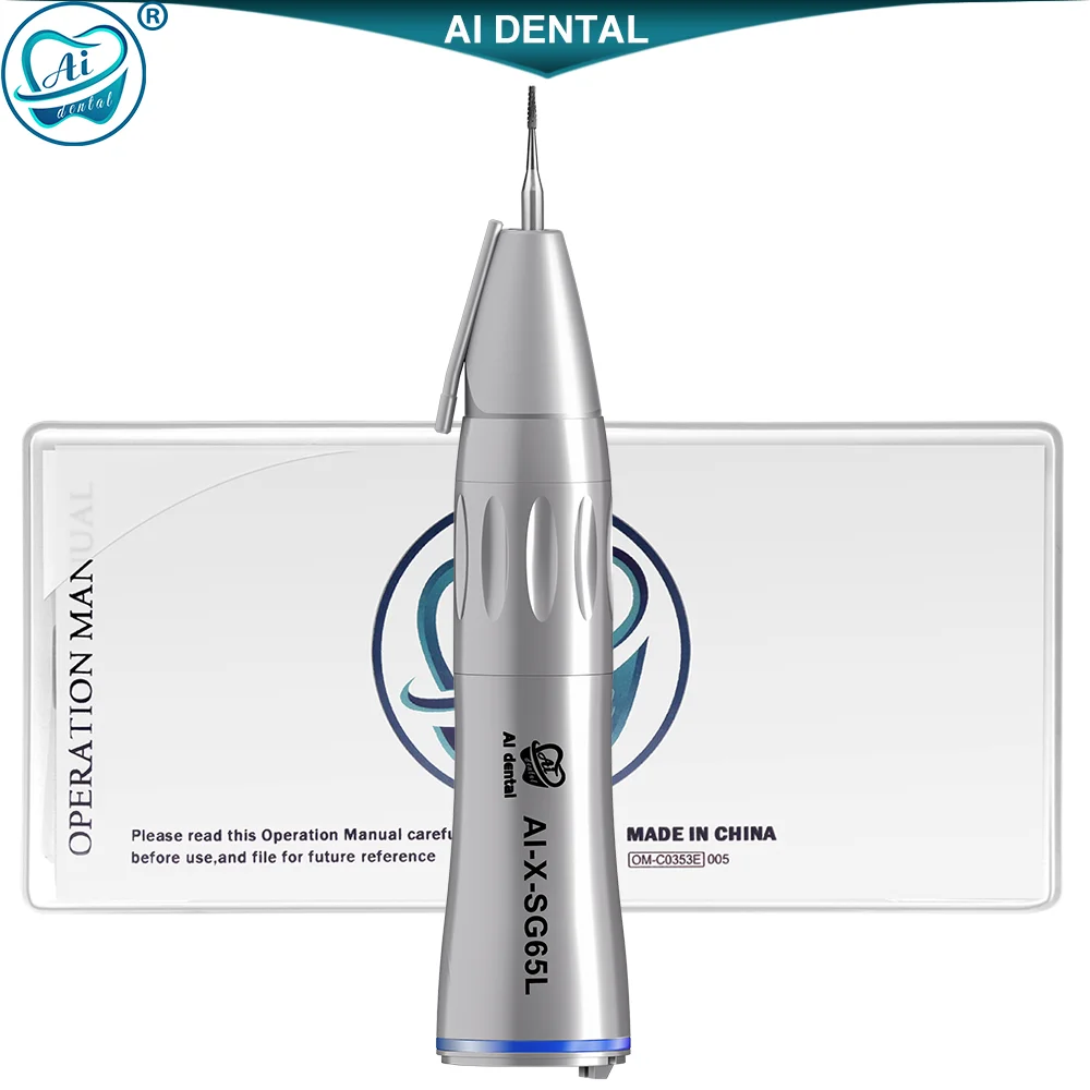 AI-X-SG65L 1:1 Direct Drive Fiber Optic Dental Surgical Implant Straight Handpieces For HP Burs (ø2.35) External Cooling Nozzle