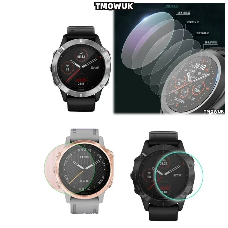 

For Garmin Fenix 6 6S 6X Pro Silver Tempered Glass Screen Protector 9H Hardness Anti-Scratch