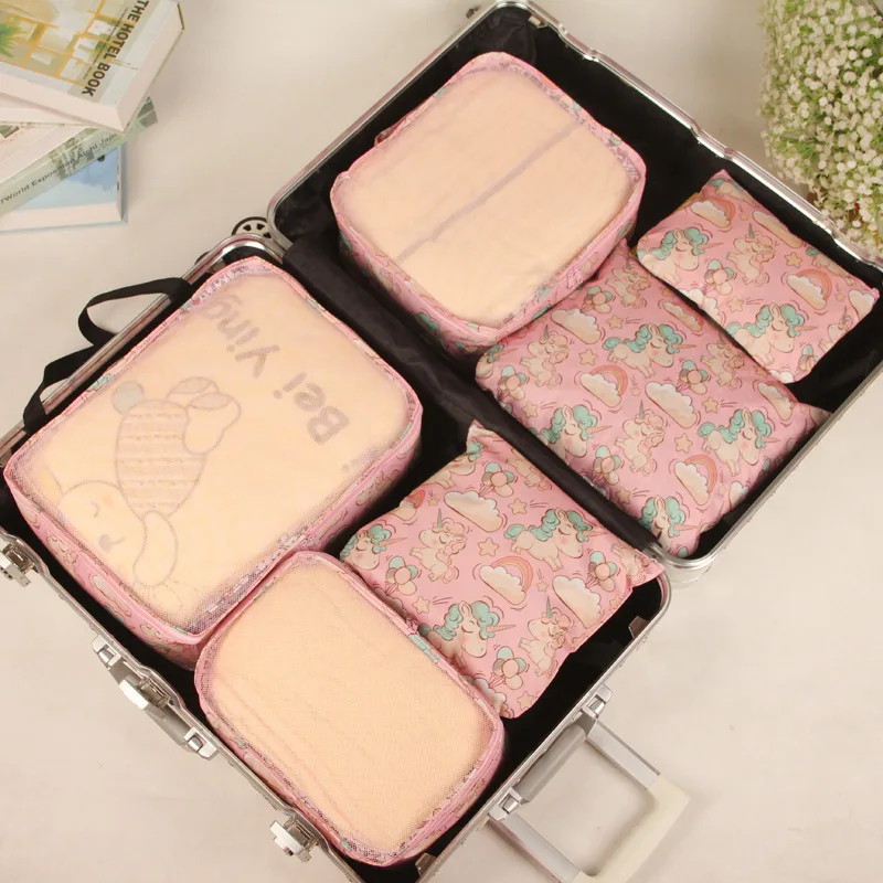 화장품 가방 징글캣 속옷 보관 가방 6개 핸드백 여행용 보관 가방 도라에몽 여행용 접이식 옷 정리 가방