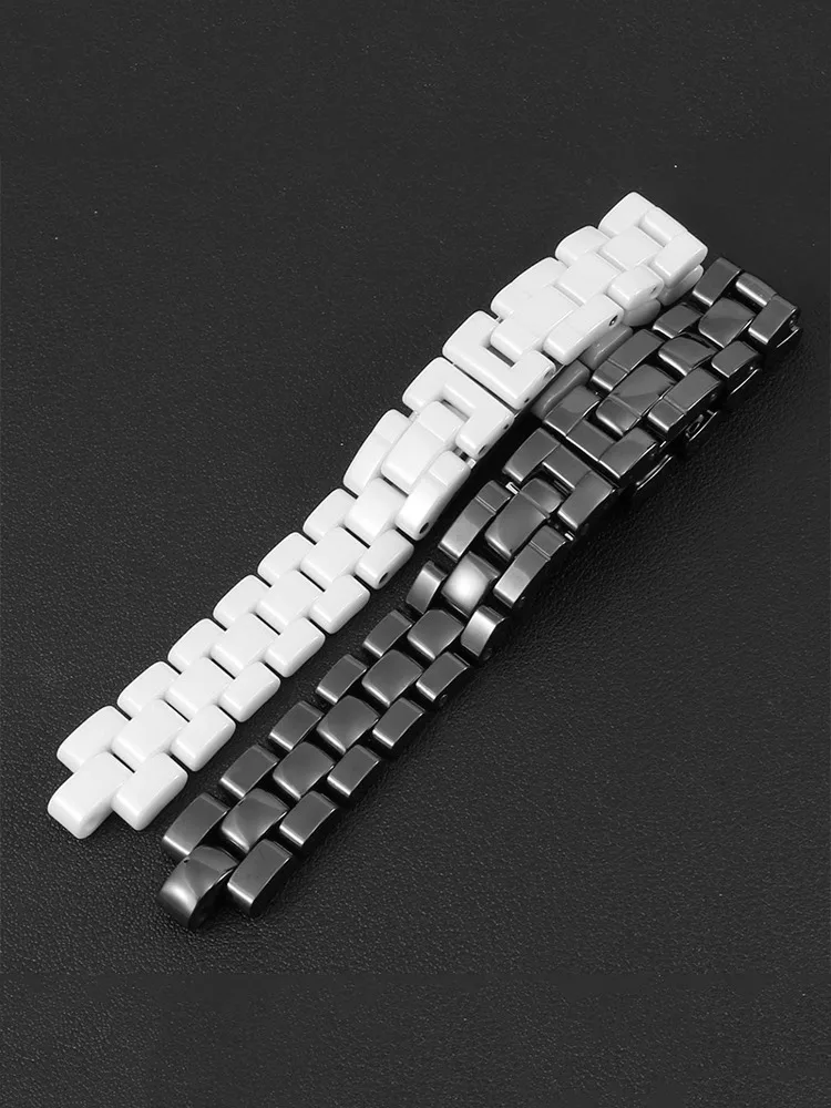 For J12 ceramics wristband high quality women\'s men\'s watch strap Fashion bracelet black white 16mm 19mm