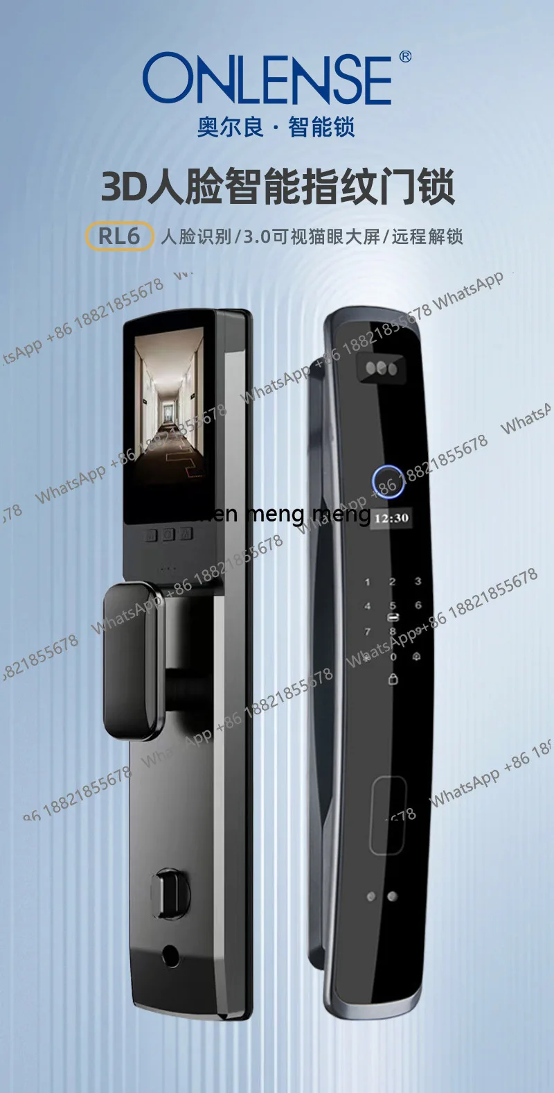 Smart, fingerprint lock with surveillance camera, home security door, automatic electronic password door lock
