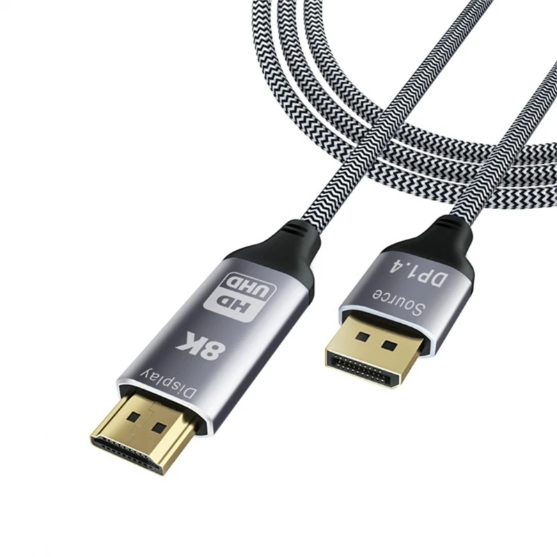 

DisplayPort 1.4 To HDMIcompatible 2.1 Adapter Cable 8K@30Hz Fast Speed Adapter For TV, Monitors, Gaming