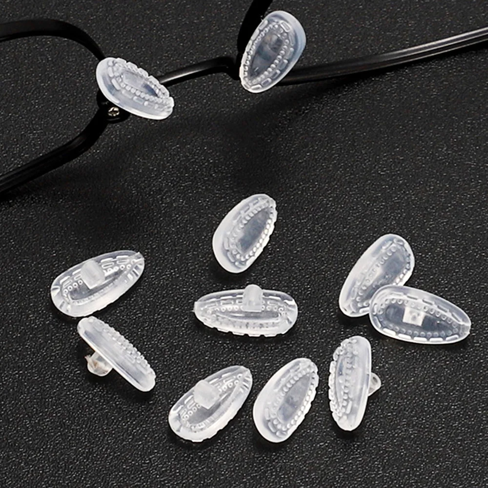 10Pairs  Air Chamber Oval Silicone Anti Slip Support Nose Pads Screw-in for Eyeglasses Sunglass Glass Glasses Accessories ノーズパッド