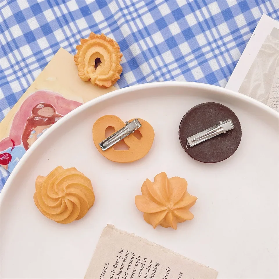 Cute cookies simulated food funny fringe clip hair accessories