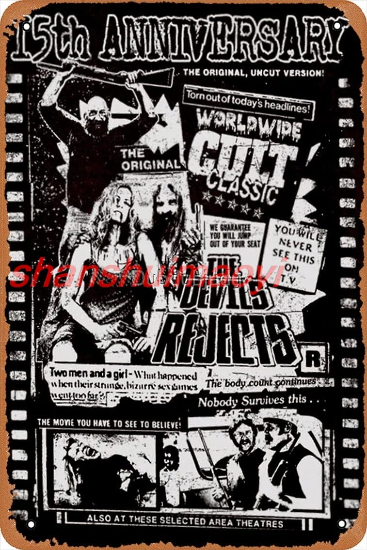 Metal Sign - Devils Rejects 15 Year Anniversary Design rob Zombie Horror Movie Tin Poster 12 X 8 Inches 1pc shanshui