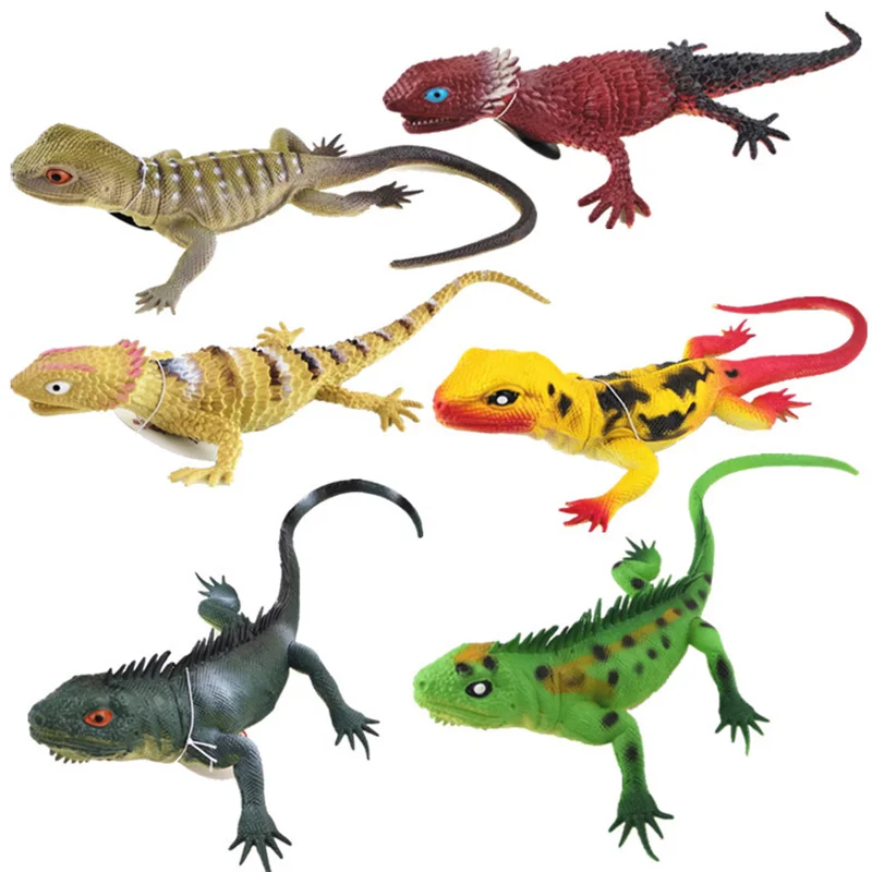 6Pcs Lizard Animals Toy Soft Rubber Reptile Model Simulation Lizard Squeak Sound Lizard Animal Toy Desktop Decoration Ornaments