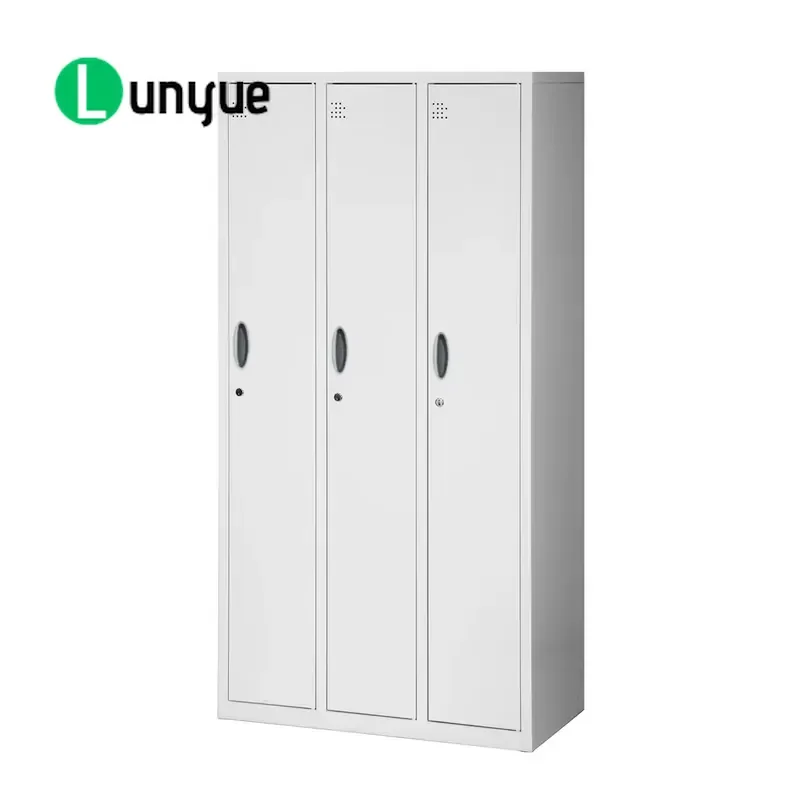 Three Door Fitness Locker Gym Storage Cabinet Metal Wardrobe for Sports Center Yoga Studio School Changing Room Durable
