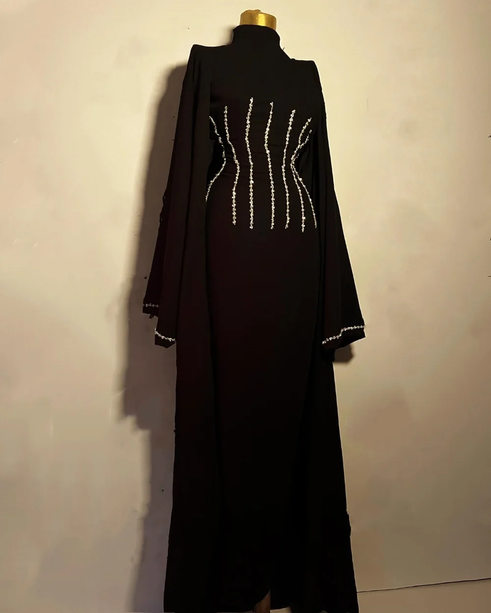 

Customized Classic Casual Jersey Rhinestone A-line High Collar Long Dresses Bespoke Occasion Dresses Matching High Quality Sexy