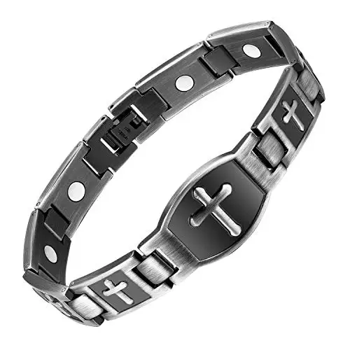 Popular Retro Titanium Steel Magnetic Bracelet Classic Minimalist Adjustable Length Cross Bracelet for Men Birthday Gift