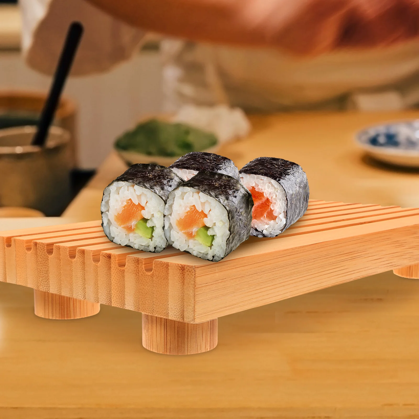 

Bamboo Sushi Plate Classic Japanese Style Sashimi Tray Restaurant Party Serving Tray Sushi Serving Dish