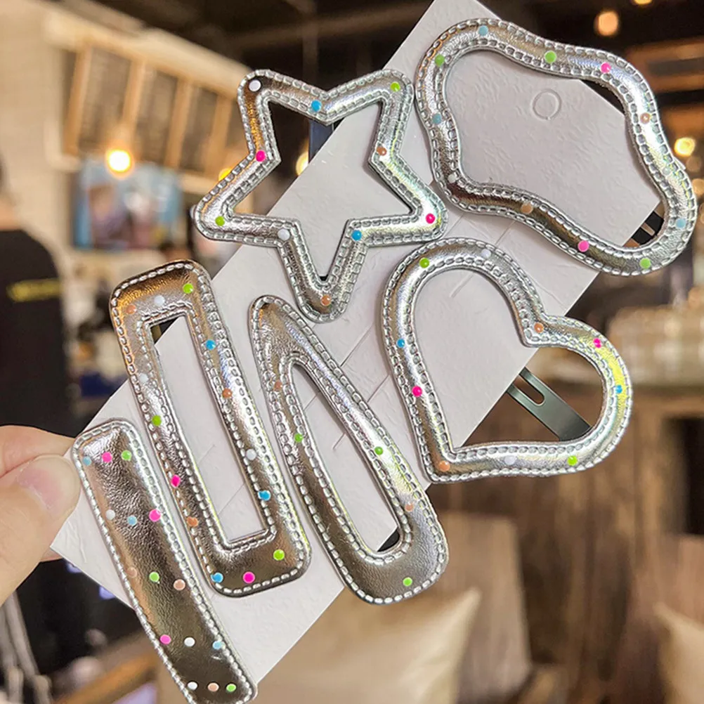 

Набор из 6 заколок для волос в виде аллигаторов с серебряными точками для девочек и малышей, для укладки челки, безопасные, из ПУ и металла, нескользящие