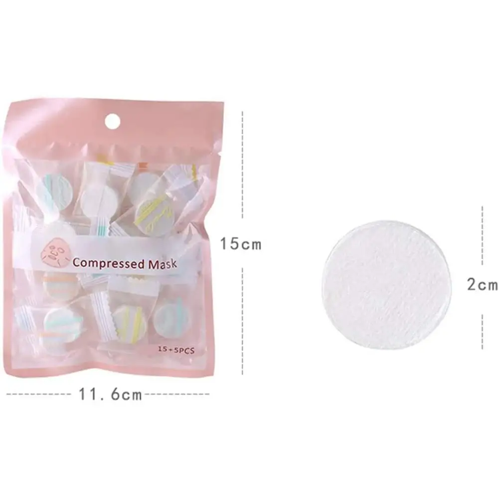 20 قطعة من أوراق قناع الوجه المضغوط من القماش غير المنسوج DIY أداة تجميل للعناية ببشرة الوجه للنساء