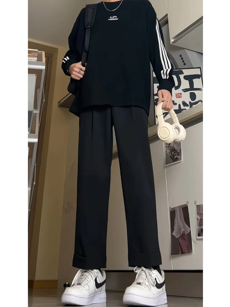 

Ice Silk Men's Summer Thin Breathable Cool Casual Pants High Elastic Slimming Nine Point Straight American Casual Style