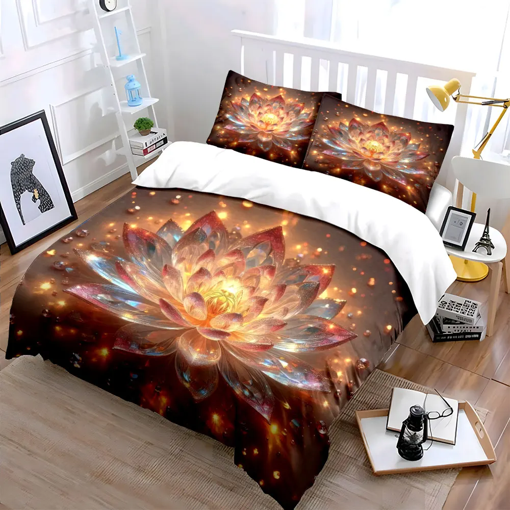 Crystal Lotus Decor Set: Home Serenity Multiple sizes kid's and adults' bedroom Exquisite 3PC bedding set, gift