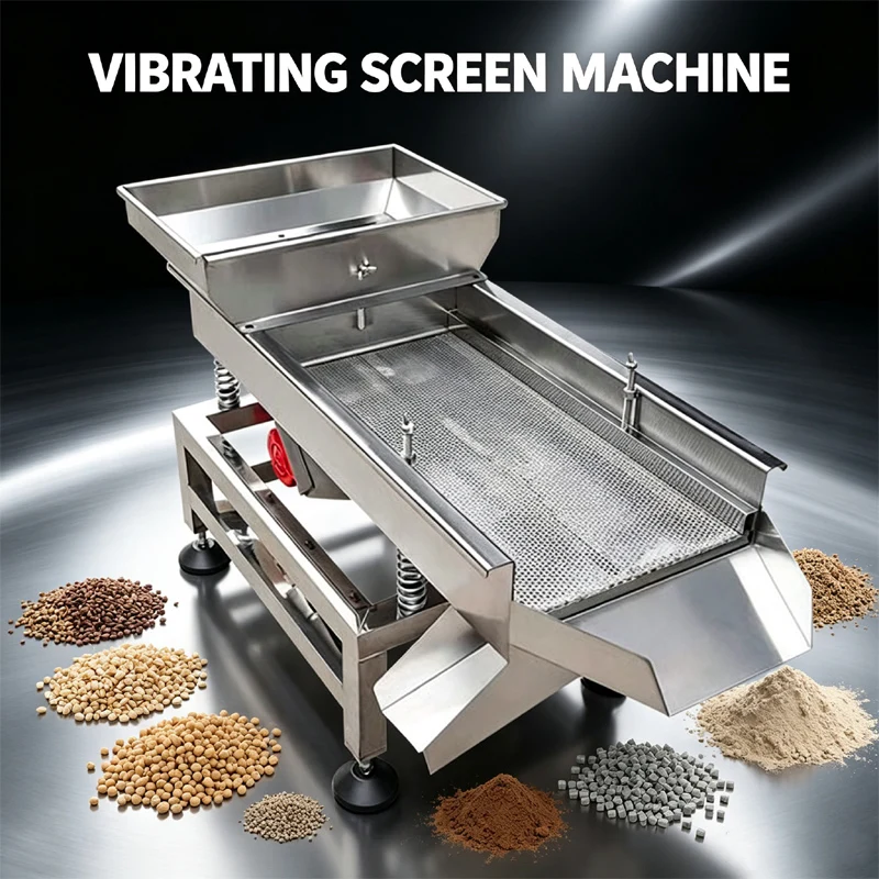Stainless Steel Linear Vibrating Screen Industrial Food Sichuan Pepper Screening Machine Tea Electric Vibrating Screen Machine