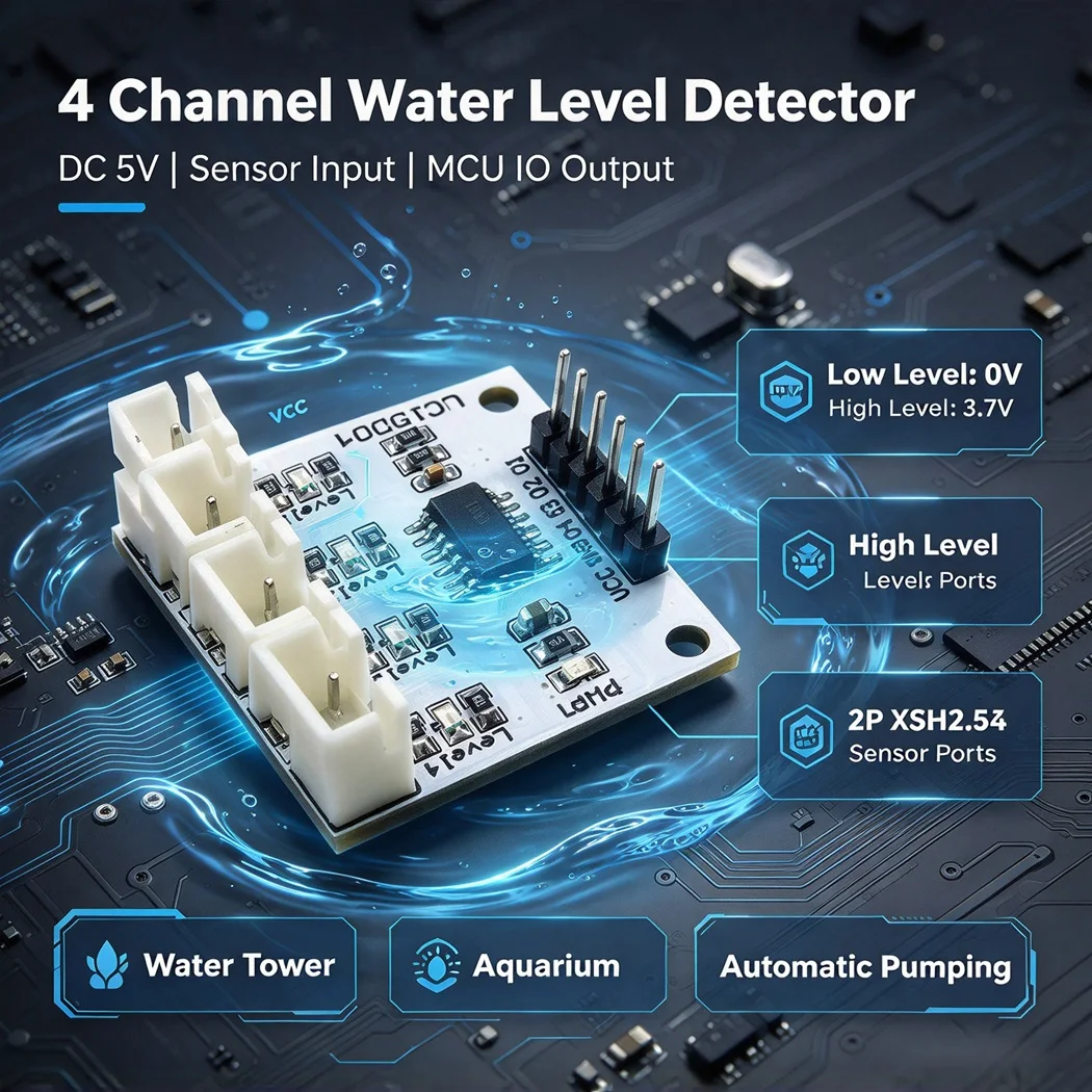 2PCS DC5V 4 Channel Water Level Sensor Module Liquid Level Detector for Arduino Water Tank Aquarium Automatic Pump Control