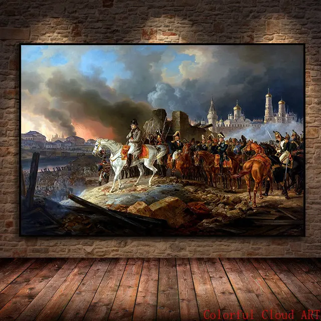 Classial Artwork Napoleon In Burning Moscow Painting Canvas Print HD Print for Living Room Decor Wall Art Office Bedroom Decor