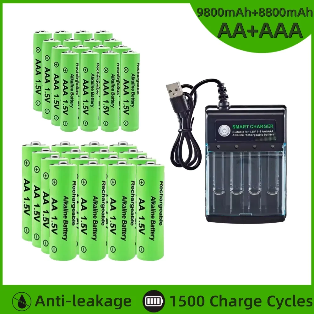 

Original AA Rechargeable AAA Battery 1.5V AA 9800mAh/AAA 8800mAh for Clock Radio Video Game Digital Camera AA AAA Charger
