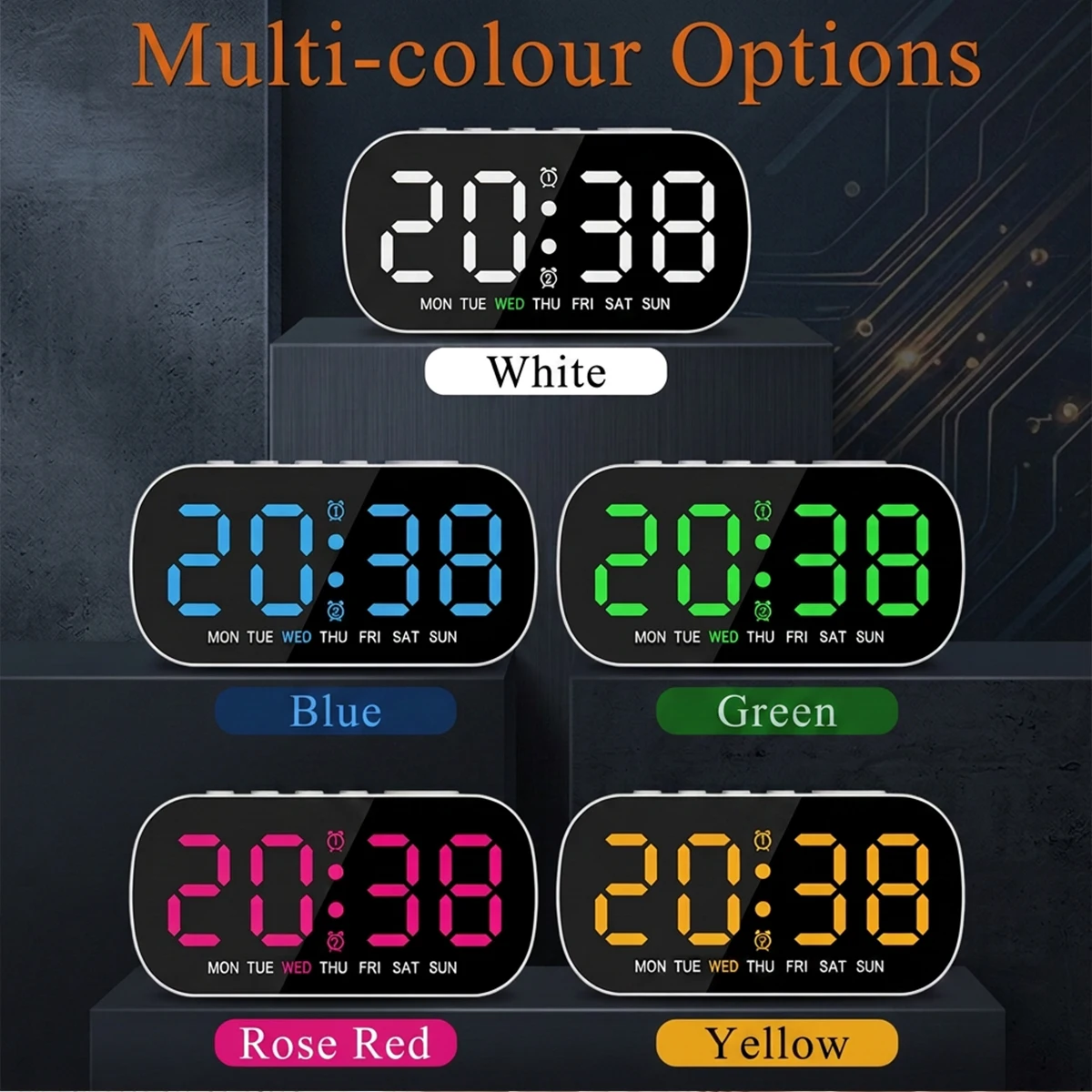 LED Alarm Clock Time Digital Alarm Clock with Dual Alarm & 5 Brightness Levels for Home Office Use Dual Alarms LED Clocks