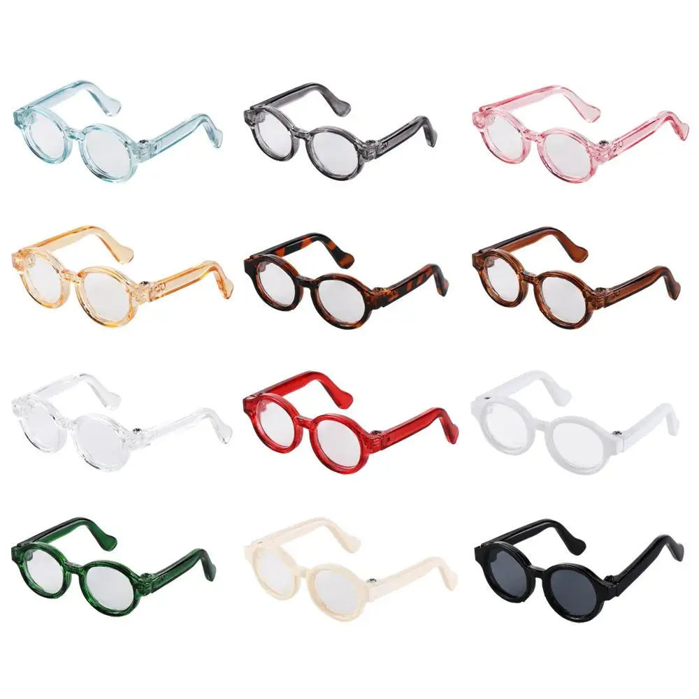 4.5 cm/1.77 in Plastic Doll Mini Glasses Multi-color Miniature Doll Accessory Round Frame Glasses Doll Ornament