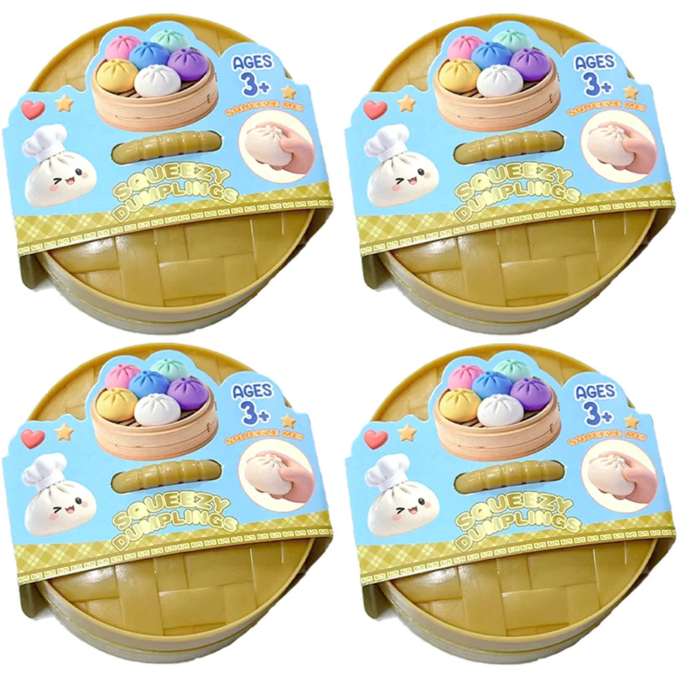 Nieuwe 1-12 stuks Glitter Dumpling Glitter Dumpling Squishy met doos Dumplings Zintuiglijk Knijpspeelgoed voor stressverlichting