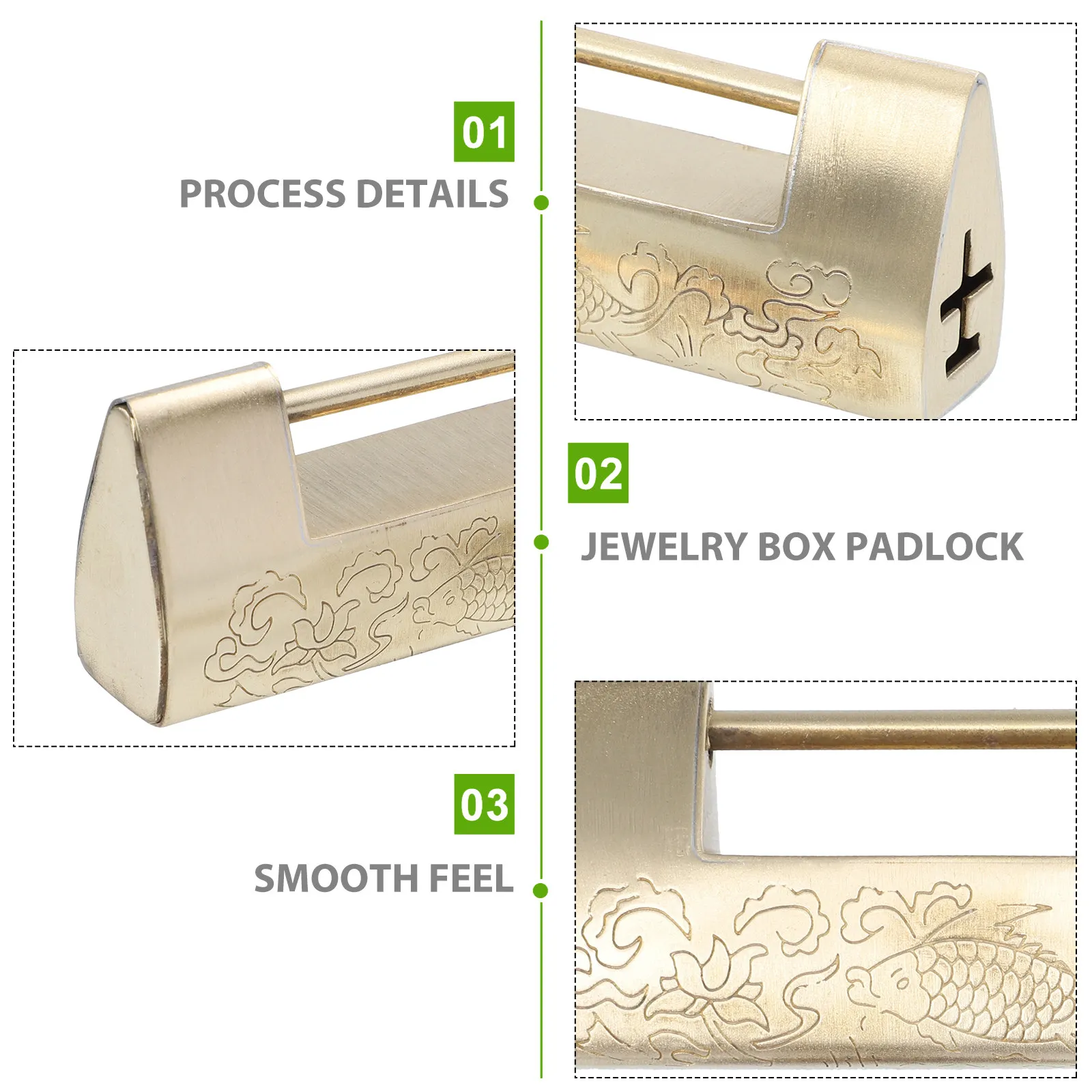 

1Set Horizontal Opening Lock Solid Copper Construction Comfortable Touch Perfect for Retro Boxes Jewelry Cabinets