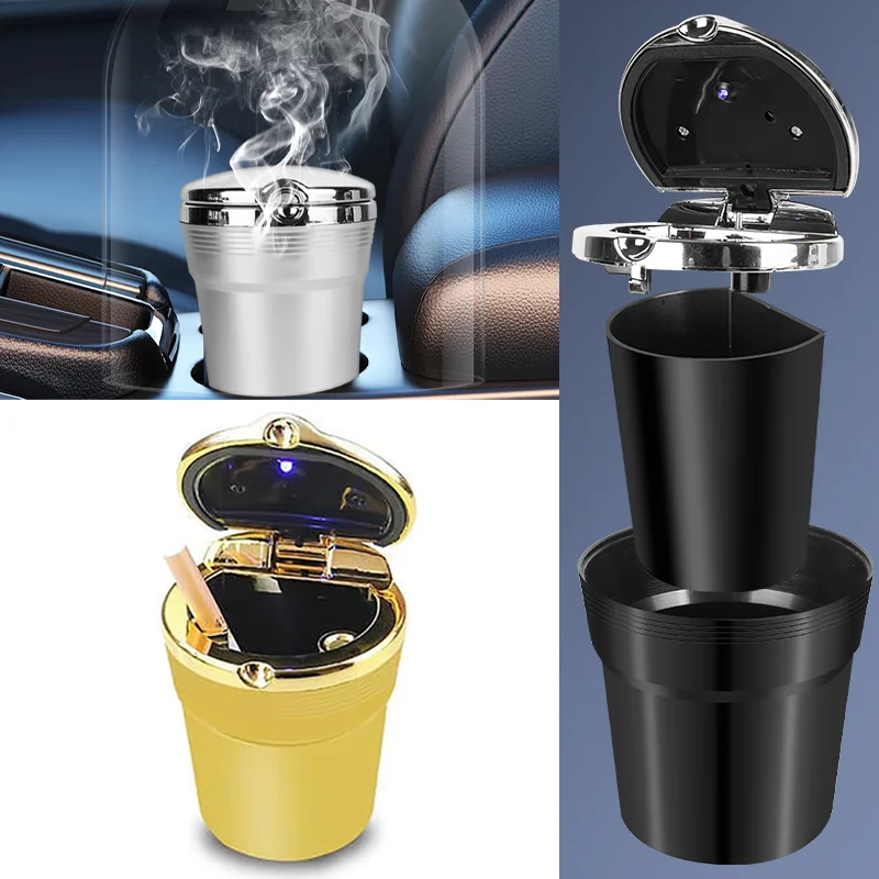 

Car LED Light Ashtray High Quality Universal Cars Cigarette Smoke Remover Tray Portable Storage Cup Auto Interior Accessories