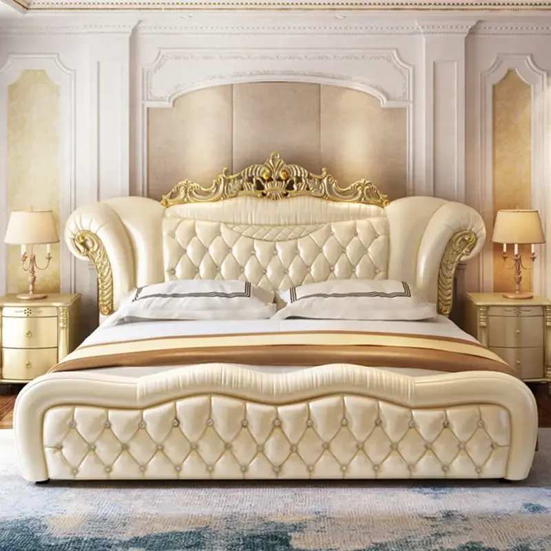 

Quality Luxury European Bed Frame Aesthetics Full Princess Master Bedroom Bed Confortable Fashionable Muebles Home Furniture