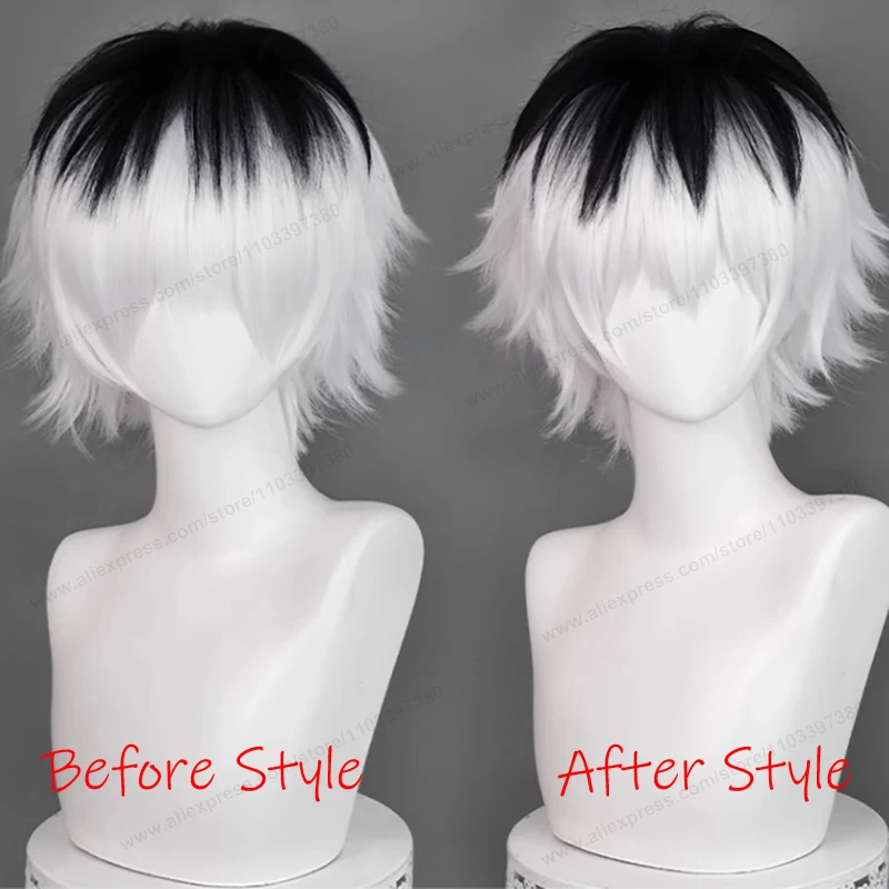 Sasaki Haise Cosplay Wig 30cm Short Silver White Black Man Hair Anime Heat Resistant Synthetic Wigs