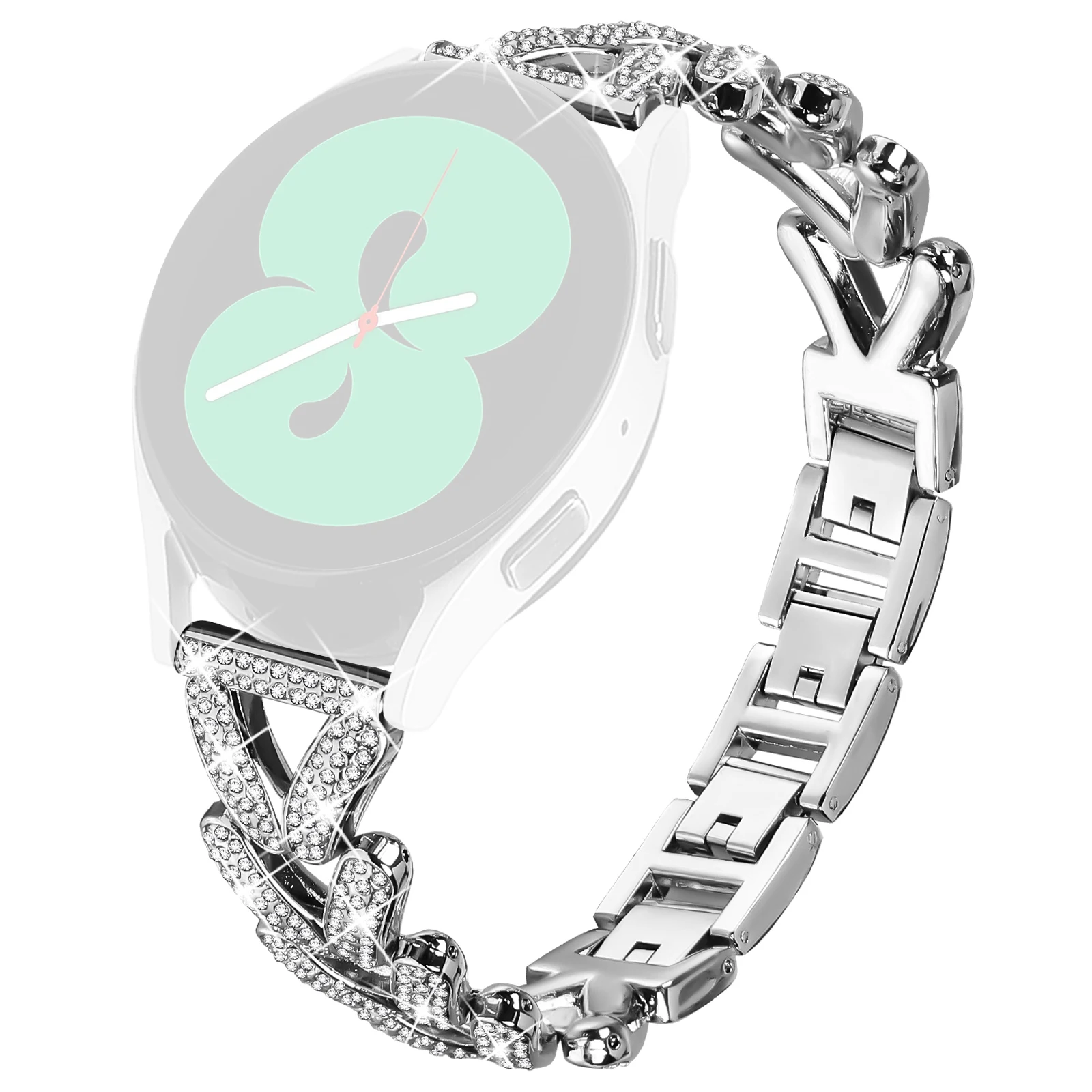 

Zinc Alloy Twisted Watch Band Rhinestone Decor for Garmin Vivomove Sport / Venu 2 Plus Watch Strap - Silver