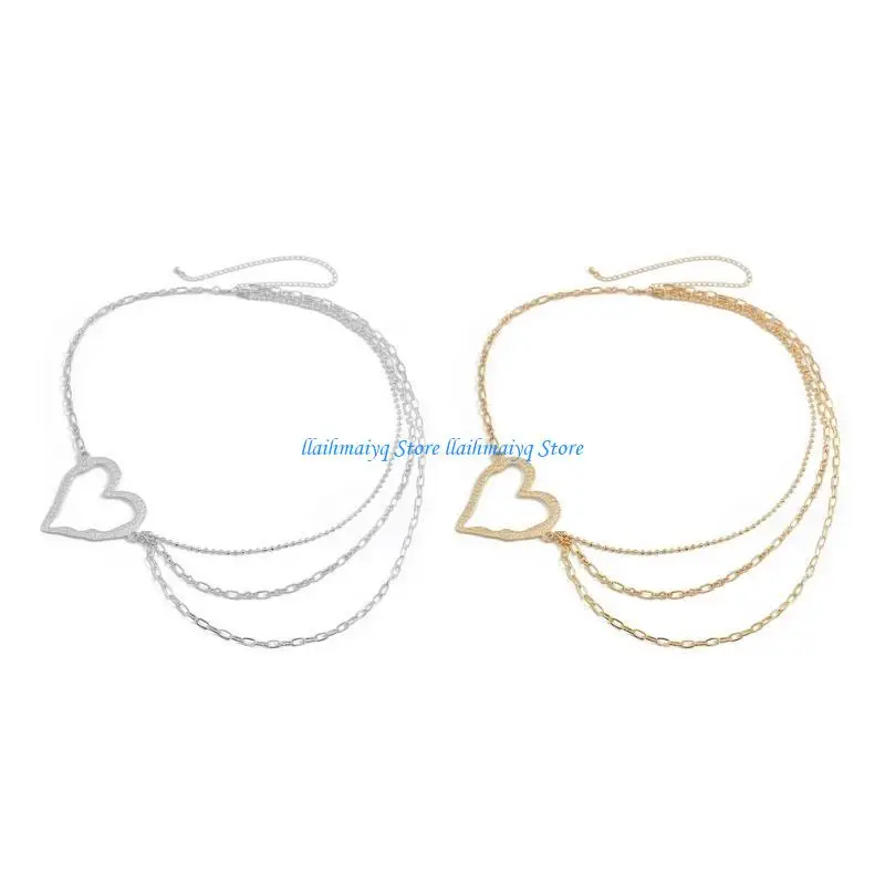 

573B Large Heart Pendant Waist Chain for Woman Swimsuit Beach Getaways Body Jewelry