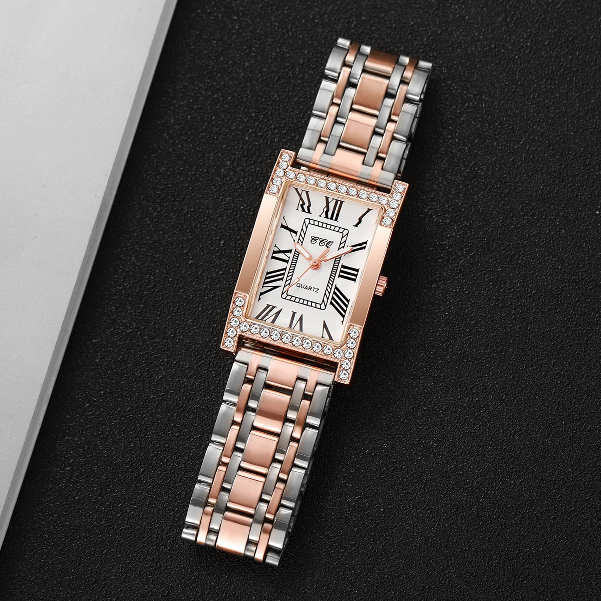 أزياء حجر الراين مستطيل الهاتفي النساء الساعات السيدات الفولاذ المقاوم للصدأ الفرقة كوارتز ساعة اليد Reloj Mujer (بدون صندوق)