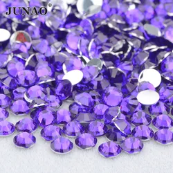 JUNAO 3mm 4mm 5mm 6mm colore viola Flatback resina Strass pietre di cristallo per unghie Appliques di Strass rotondi per vestiti tazza fai da te