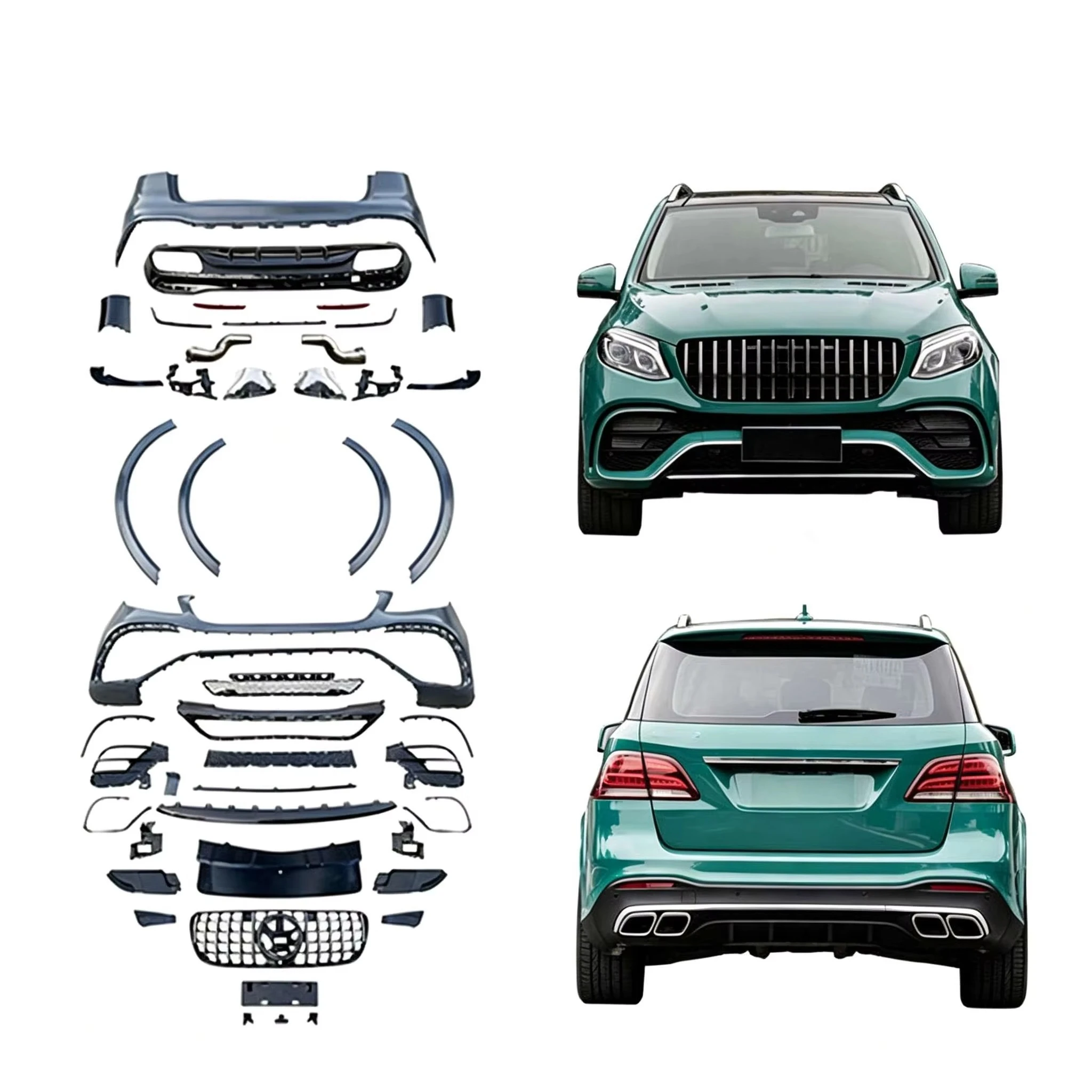 Car Bumper Body Kit for Benz GLE W166 Upgrade 2020-2022 W167 GLE63 AMG Body Kit GLE Old Upgrade New Bumper Exhaust Tip Grille