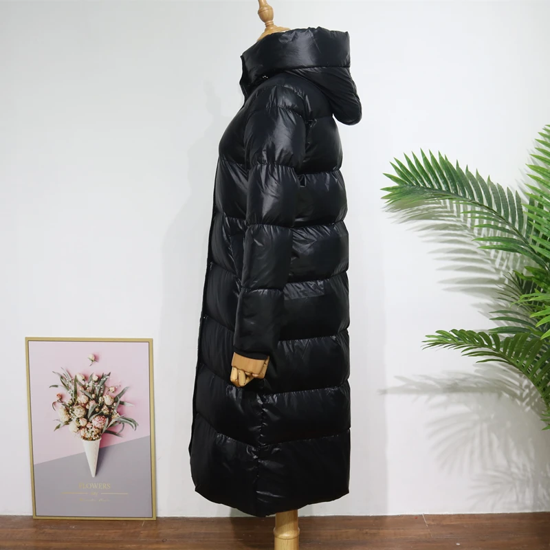 Women Long Down Jacket Hooded White Duck Down Jackets Women Thick Warm Parkas Winter Snow Overcoat Long Coat