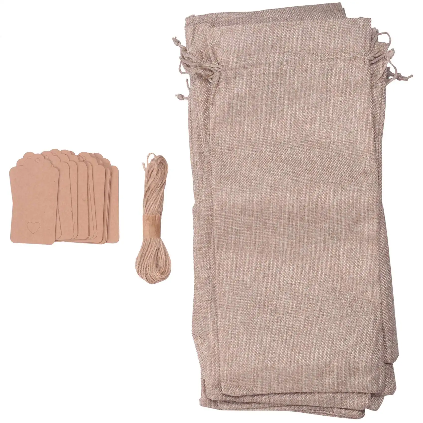 12 Pieces Burlap Wine Bags Jute Wine Bottle Bags with Drawstrings Reusable Wine Gift Bags with Tags for Party Blind Tasting B