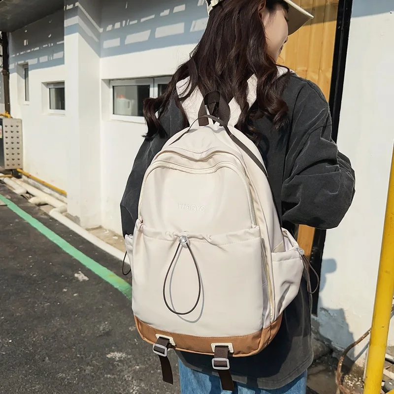 2024 Leisure Student Trend Backpack Solid Color High School Backpack Oxford Material Backpack For Boys And Girls School Bag