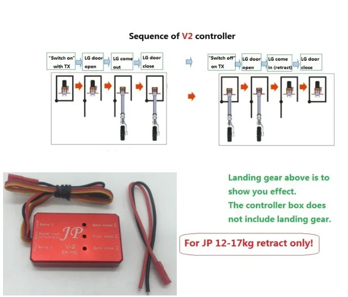 JP-controlador de tren de aterrizaje retráctil de Metal, ER120 ER150 V1 y V2 para avión de ala fija RC