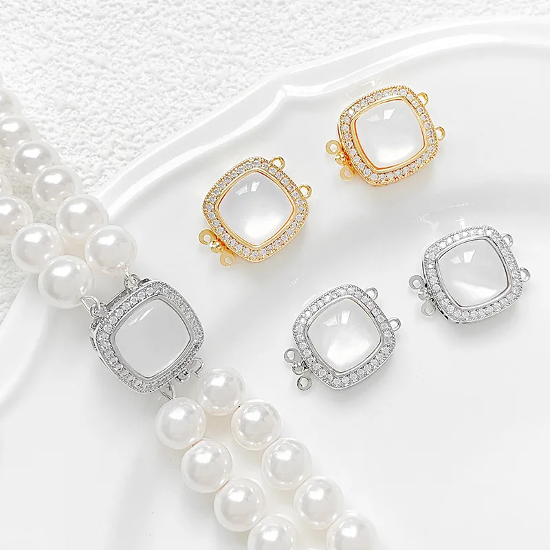 

1 Zirconium Inlaid White Shell Mica Rod Pearl Buckle Diy Bracelet Necklace Beaded Connection Buckle Jewelry Accessorie Wholesale