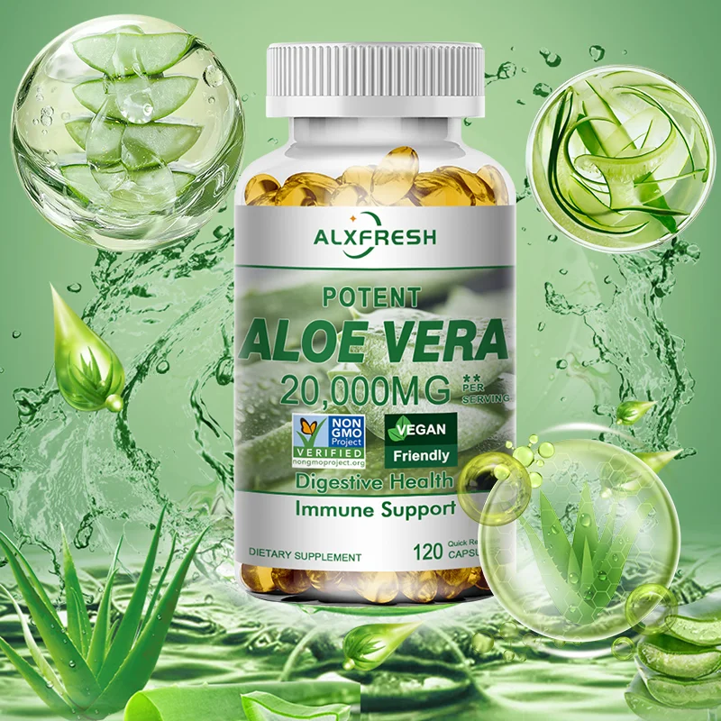 

Alxfresh Aloe Vera Capsules for Used to Improve Digestive Health Detox and Liver Support Skin Health and Beauty Enhance Immunity