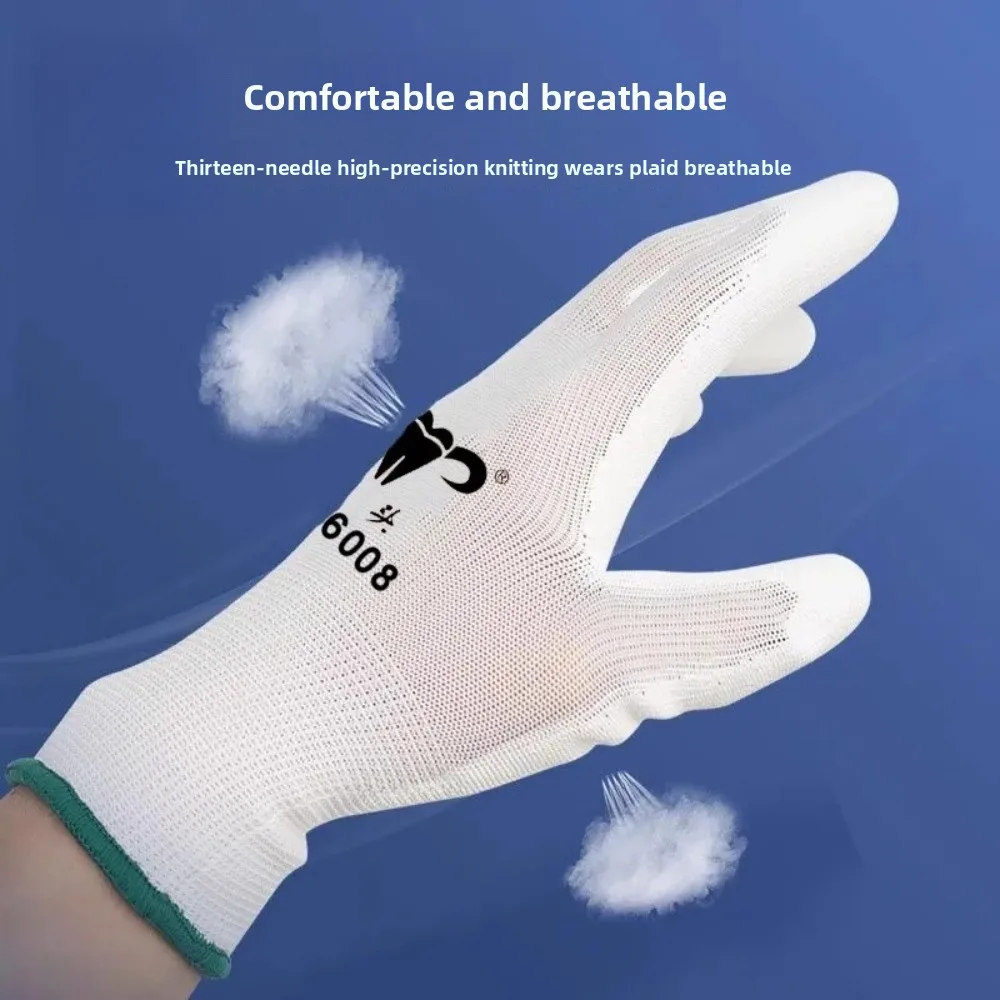 PU gloves wear-resistant work gloves coated finger coated palm nylon dust-free anti-static with glue work non-slip breathable