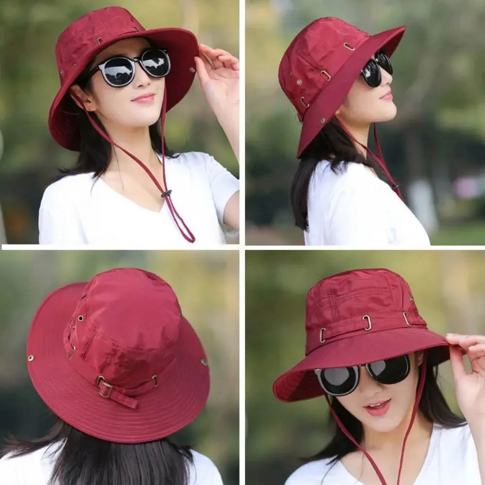 Wide Brim Large Brim Fisherman Hat Sunscreen Double-sided Sunscreen Bucket Cap Solid Color UV Protection Summer Panama Hat