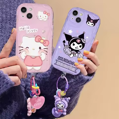 3D Kuromi Kitty Pendant Case for Samsung Galaxy A05 A05S A72 A73 A13 A31 A51 A71 A04E A04 A50 A30 A02 A03 Core A21S A22 A23 Capa